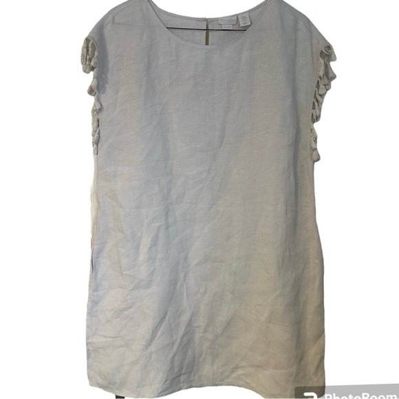 Rachel Ashwell Linen Beach Coverup Pockets Neutral Tunic Tassel Fringe Size XL - Picture 1 of 9
